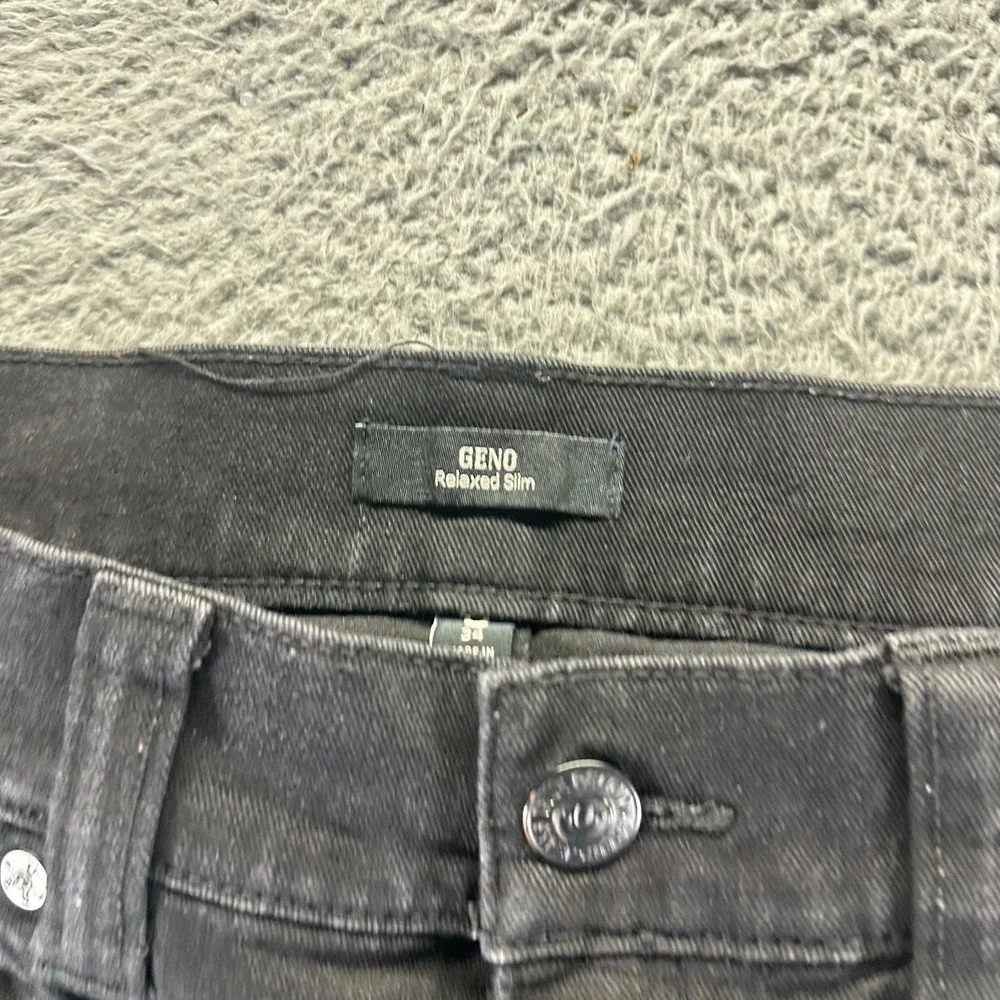 True Religion Geno Jeans Mens 36x33 Black Cotton Denim Straight Workwear Stretch
